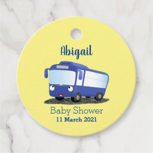 Étiquettes Cadeau Illustration d'un bus moderne bleu mignon