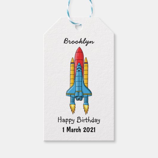 Étiquettes-cadeau Illustration d'un vaisseau de fusées (Devant)
