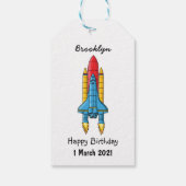 Étiquettes-cadeau Illustration d'un vaisseau de fusées (Dos)