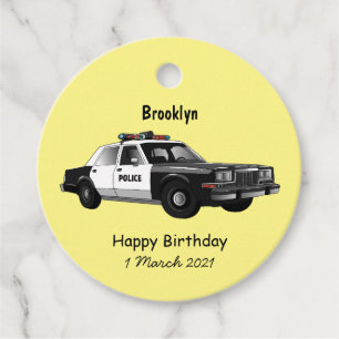 Étiquettes Cadeau Illustration d'une voiture de police