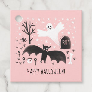 Étiquettes Cadeau Illustration Halloween mignonne Ghosts chauve-sour