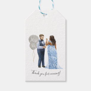 Étiquettes-cadeau Illustration Interracial Couple Wedding Favor Tags