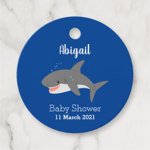 Étiquettes Cadeau Illustration joyeuse du grand requin blanc