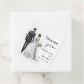 Étiquettes Cadeau Illustration Mariée et Salle Faveurs mariage (En situation)