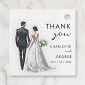 Étiquettes Cadeau Illustration Mariée et Salle Faveurs mariage (Dos)