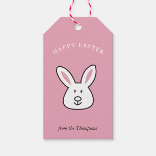 Étiquettes-cadeau Illustration Pastel Pink Cute Bunny Pâques