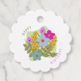 Étiquettes Cadeau Illustration vectorielle du bouquet de fleurs
