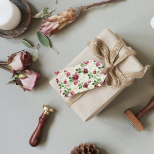 Étiquettes-cadeau Illustration vintage des roses sur une base neutre