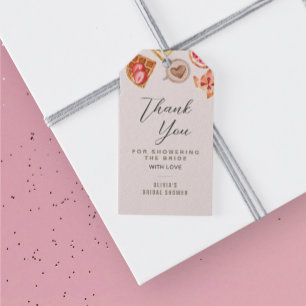 Étiquettes-cadeau Illustrations de brunch nuptial Merci