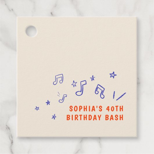 Étiquettes Cadeau Illustrations de notes de musique fantaisistes pou (Devant)
