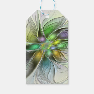 Étiquettes-cadeau Imaginaire coloré Fleur moderne Abstrait Fractal