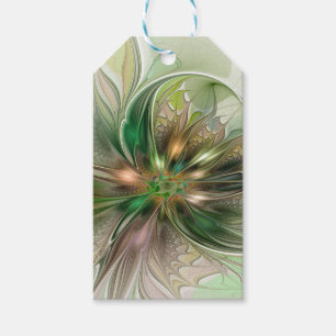 Étiquettes-cadeau Imaginaire coloré Moderne Fleur Fractale Abstraite