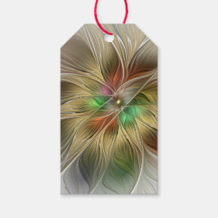 Étiquettes-cadeau Imaginaire Floral Avec Or Moderne Abstrait Fractal