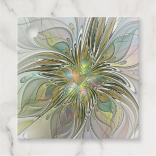 Étiquettes Cadeau Imaginaire Floral Fleur Art Moderne Avec Or Person