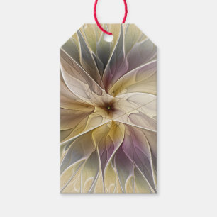Étiquettes-cadeau Imaginaire Floral Gold Eggplant Art Fractal Abstra