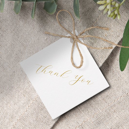 Étiquettes Cadeau Imitation minimale Mariage de script or Merci de s