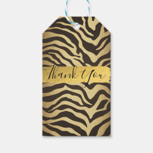 Étiquettes-cadeau Impression animale peau de zèbre faveur or
