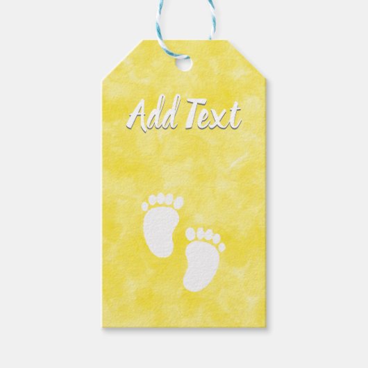 Étiquettes-cadeau Impression Baby shower Aquarelle Jaune (Devant)
