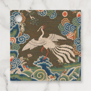 Étiquettes Cadeau Impression de broderie en soie blanche antique chi