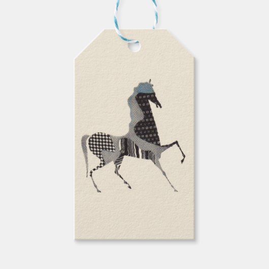 Étiquettes-cadeau impression de cheval en patchwork (Devant)