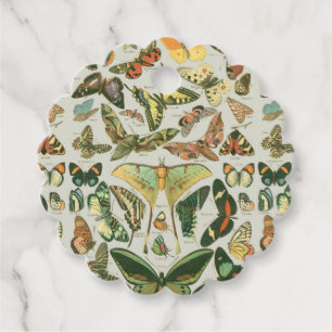 Étiquettes Cadeau Impression de motif de papillon de nuit vintage