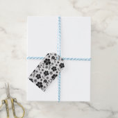 Étiquettes-cadeau Impression florale noire et blanche (Avec de laficelle)