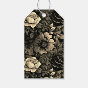 Étiquettes-cadeau Impression florale vintage ton sépia