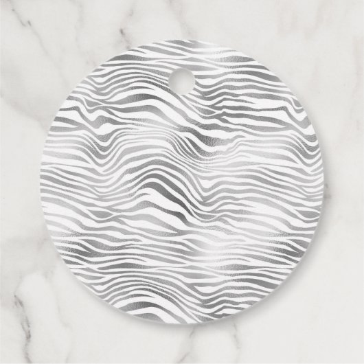 Étiquettes Cadeau Impression Glam Silver Zebra (Dos)