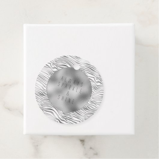 Étiquettes Cadeau Impression Glam Silver Zebra (En situation)