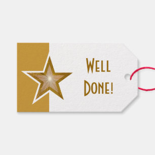 Étiquettes-cadeau Impression Gold Star Bien Fait or texte blanc