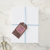 Étiquettes-cadeau Impression léopard rose et or (Avec de laficelle)