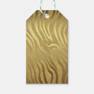 Étiquettes-cadeau Imprimé Zèbre Bronze Doré Safari Jungle Glam