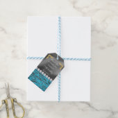 Étiquettes-cadeau Imprimez Chic Silver Foil Gold & Light Blue Zebra (Avec de laficelle)