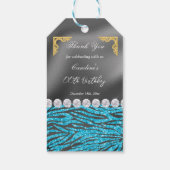 Étiquettes-cadeau Imprimez Chic Silver Foil Gold & Light Blue Zebra (Dos)