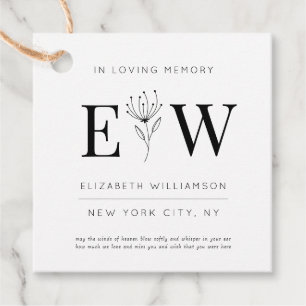 Étiquettes Cadeau In Love Memory Memorial Modern Citation Foliage