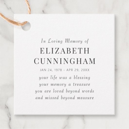 Étiquettes Cadeau In Love Memory Memorial Modern Simple Citation (Devant)