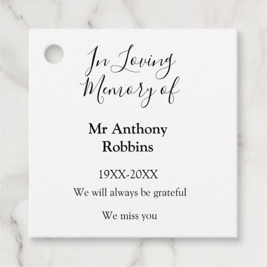 Étiquettes Cadeau In Love souvenir du nom funéraire conservation de  (Devant)