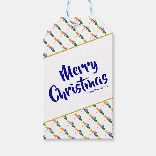 Étiquettes-cadeau INDE Joyeux Noël coutume Écriture chrétienne (Devant)