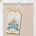 Étiquettes-cadeau Indian Peacock Gold Taj Mahal Mariage esthétique<br><div class="desc">Ajoutez une touche d'élégance à vos faveurs de mariage avec nos étiquettes Cadeaux Mariages indiens, un design inspiré par la beauté intemporelle de la culture indienne. Ces étiquettes de faveur sont la touche finale parfaite pour vos cadeaux, créant une présentation cohérente et mémorable pour vos invités. Chaque tag présente une...</div>