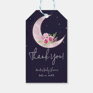 Étiquettes-cadeau Indigo Star Fall Fleur Rose Baby Shower Lune