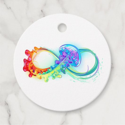 Étiquettes Cadeau Infinity avec Rainbow Jellyfish (Devant)