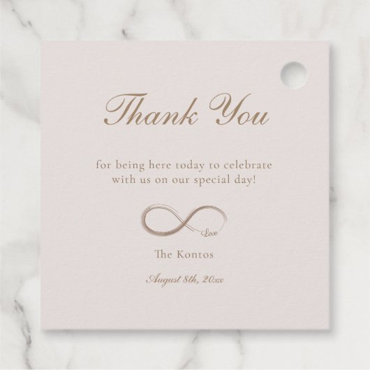 Étiquettes Cadeau Infinity Love Merci rose clair Mariage (Dos)