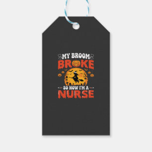 Étiquettes-cadeau Infirmière Halloween Balai Cassé Sorcière Graphiqu