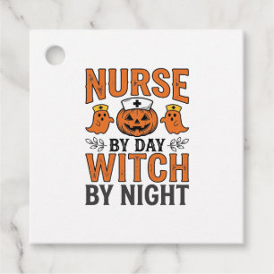 Étiquettes Cadeau Infirmière Halloween Sorcière la nuit Vintage Conc