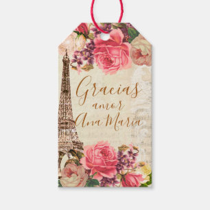 Étiquettes-cadeau Infundido con amor Tour Eiffel Chic Shabby