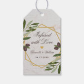 Étiquettes-cadeau Infusé avec amour Huile d'olive verdure Mariage Fa (Devant)