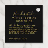 Étiquettes Cadeau Ingrédients du Chocolat Blanc Black Gold Script (Dos)