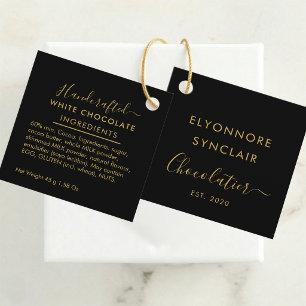 Étiquettes Cadeau Ingrédients du Chocolat Blanc Black Gold Script