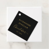 Étiquettes Cadeau Ingrédients du Chocolat Noir Black Gold Script (En situation)
