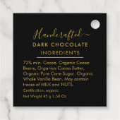 Étiquettes Cadeau Ingrédients du Chocolat Noir Black Gold Script (Dos)